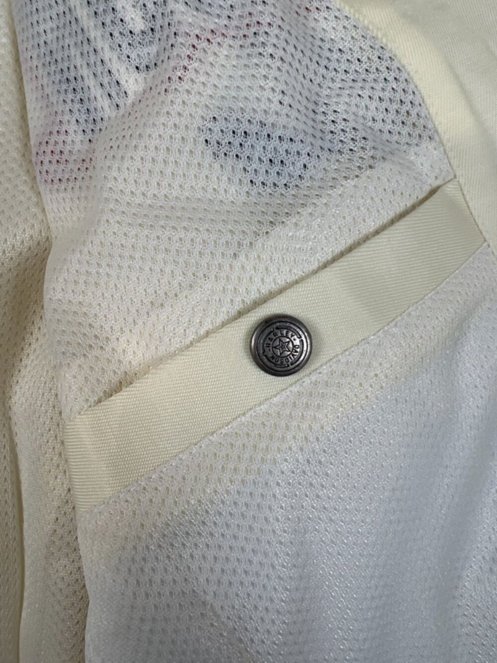 Harley Davidson Women L Vintage Y2K Cream Racing Jacket An American Legend Mesh - Picture 8 of 13